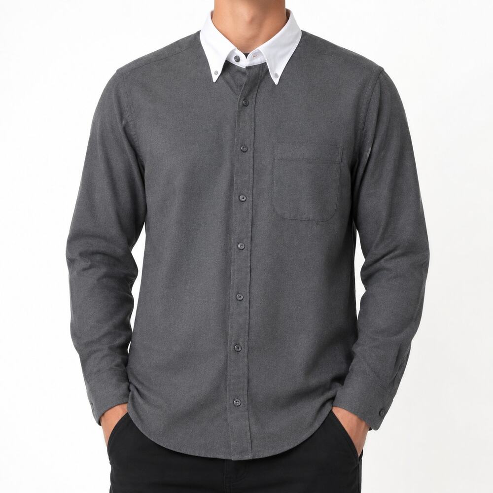 Proper Cloth Shirt Mens Large Gray 100% Cotton Long Sleeve Classic Button-Down